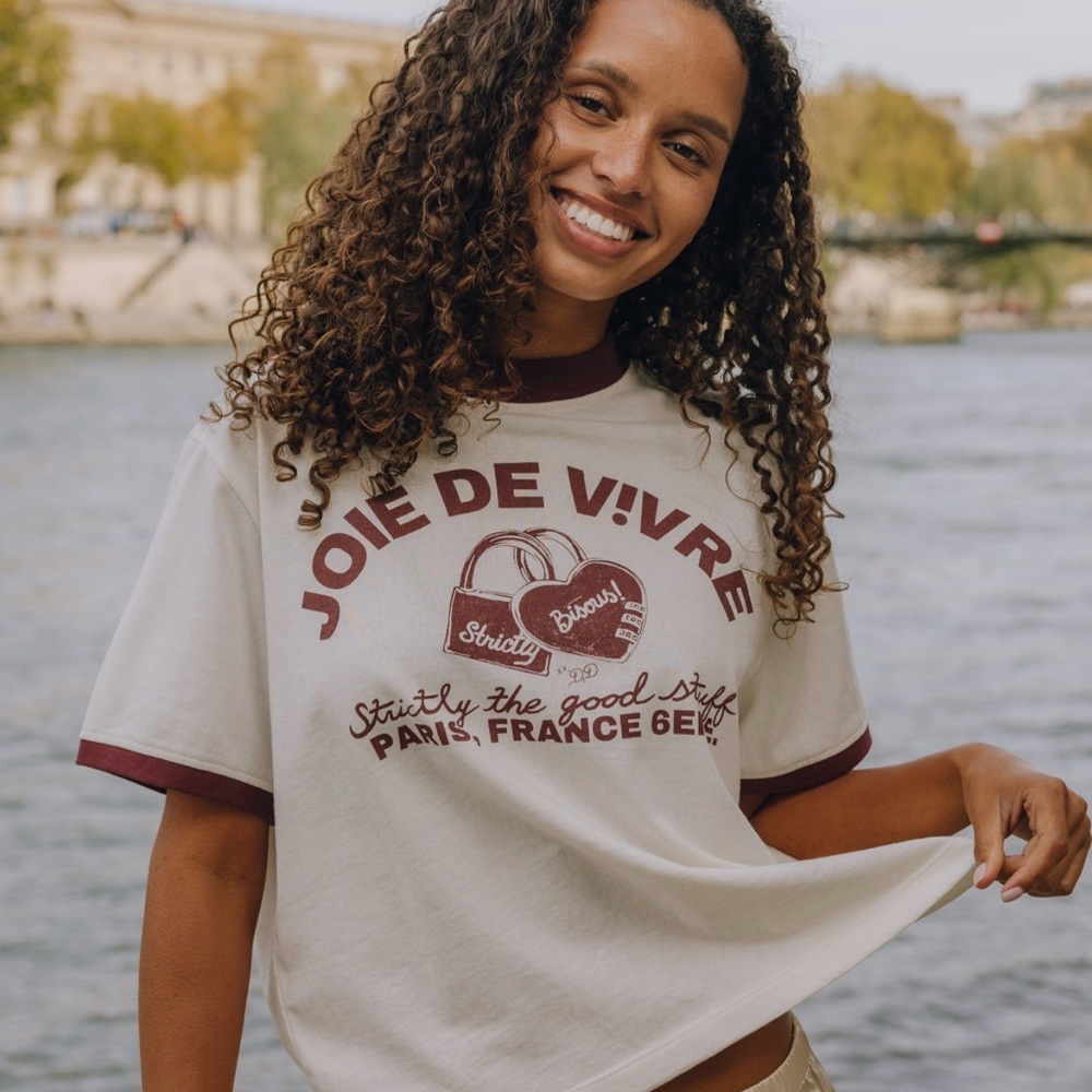 Daily Drills Strictly Bisois Vintage ringer Tee Cream and Burgundy Graphic Tee